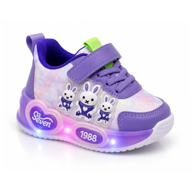 Pantofi sport cu luminite, model iepurasi dragalasi, piele ecologica, fete, mov ad30-78-2