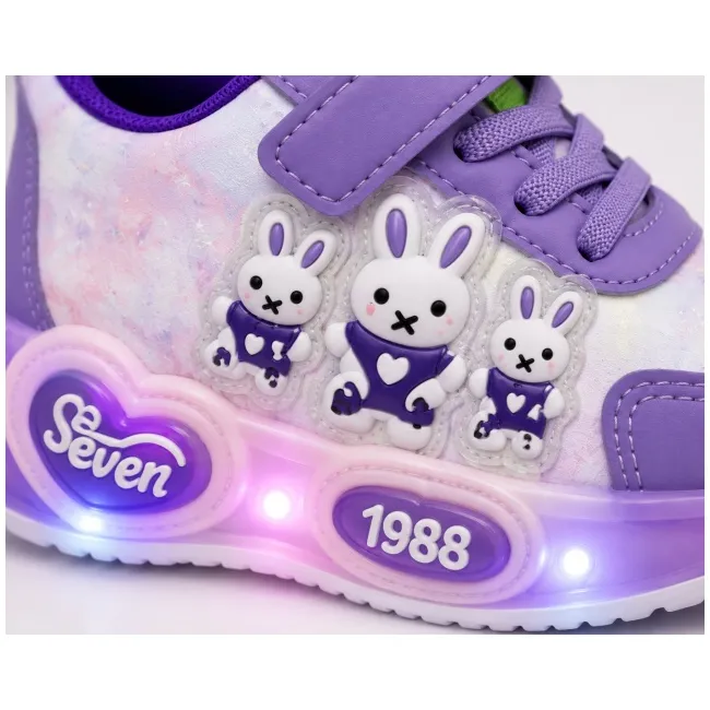Pantofi sport cu luminite, model iepurasi dragalasi, piele ecologica, fete, mov ad30-78-2
