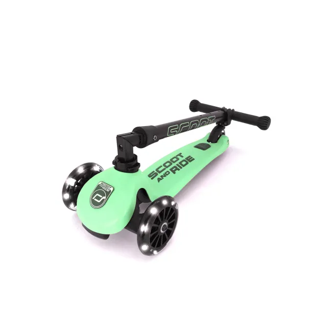 Trotineta Copii Pliabila, Reglabila, Roti Luminoase, Highwaykick 3 Led Kiwi, 3-6 Ani, Pana La 50 Kg, Scoot  Ride Pjb96359