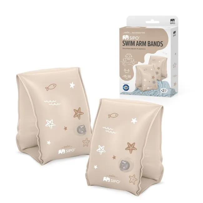 Aripioare gonflabile de inot SIPO, sustinatoare pentru copii 3-6 ani (15-30 kg), Beige