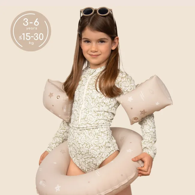 Aripioare gonflabile de inot SIPO, sustinatoare pentru copii 3-6 ani (15-30 kg), Beige