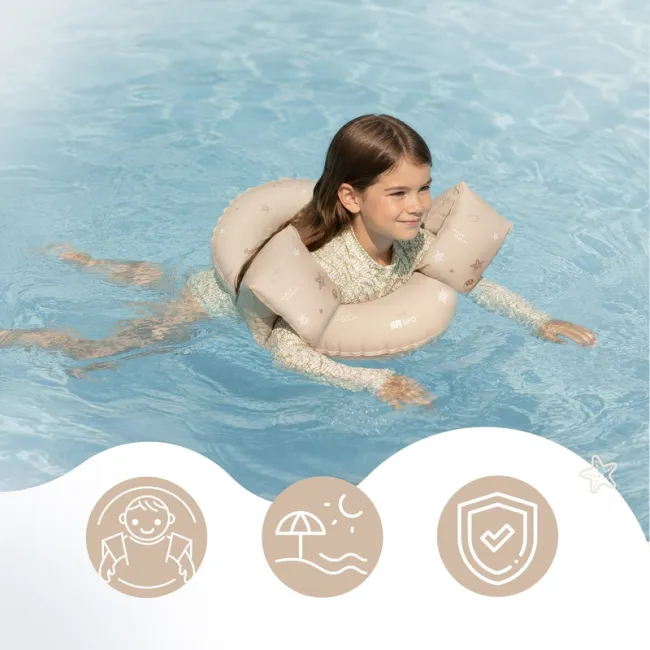 Aripioare gonflabile de inot SIPO, sustinatoare pentru copii 3-6 ani (15-30 kg), Beige