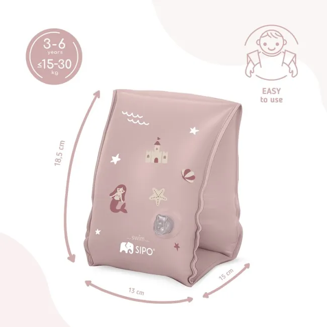Aripioare gonflabile de inot SIPO, sustinatoare pentru copii 3-6 ani (15-30 kg), Pink