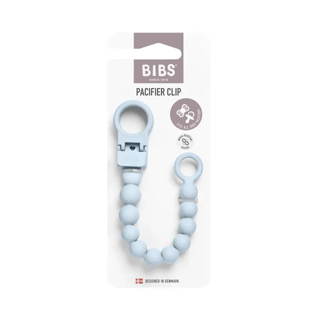 Bibs - clip pentru suzeta beaded, cu margele din silicon baby blue bbb9502231