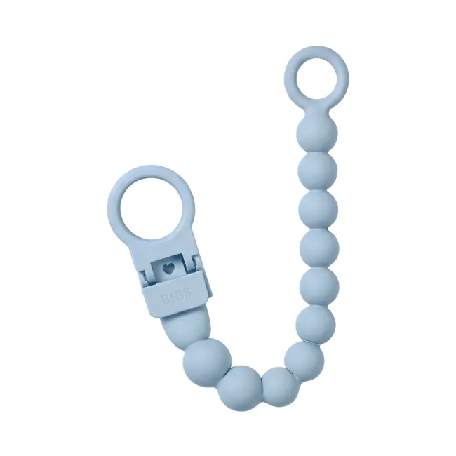 Bibs - clip pentru suzeta beaded, cu margele din silicon baby blue bbb9502231
