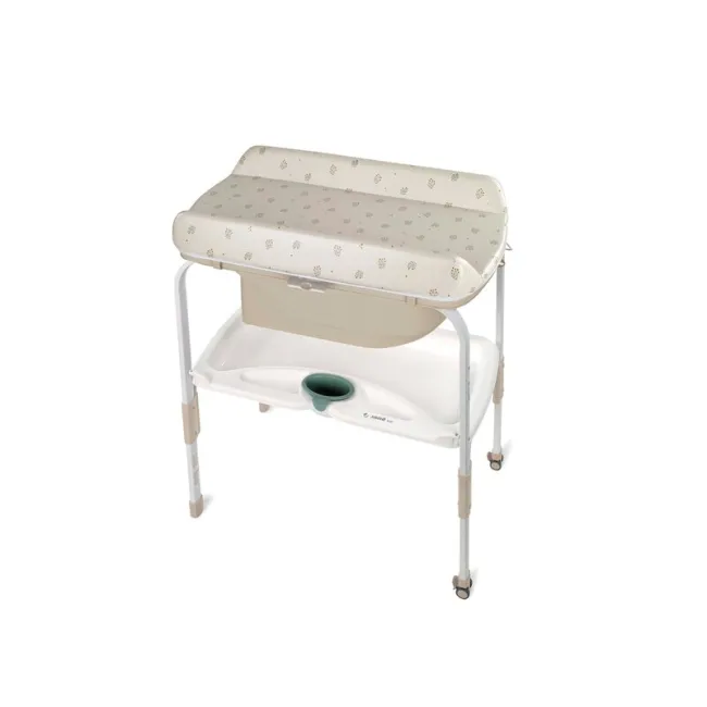 Cadita de baie cu suport, Jane, Flip, Cu 2 pozitii anatomice, Cu masuta de infasat, Cu tavita si compartimente pentru accesorii, Conform cu standardele europene EN 17072:2018EN 12221:2008+A1:2013, Botanic BYN8420421089873