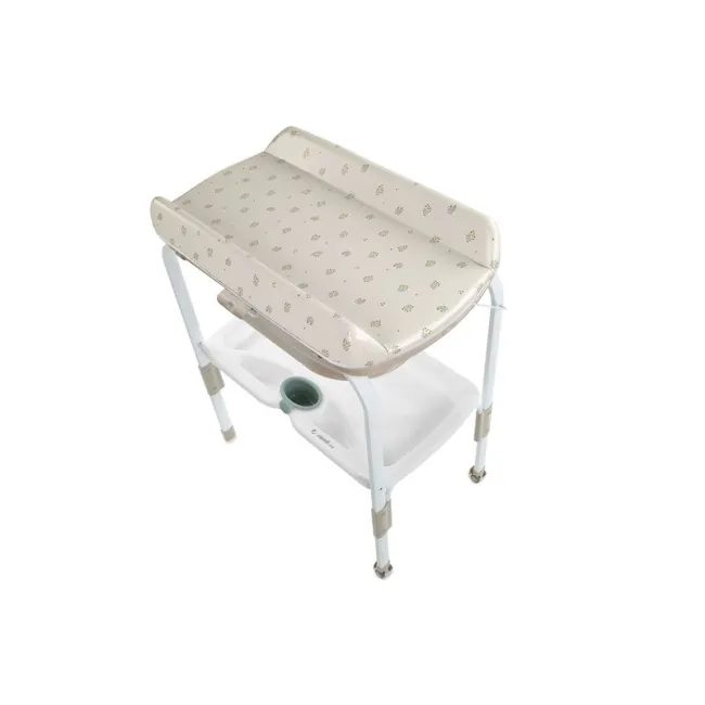 Cadita de baie cu suport, Jane, Flip, Cu 2 pozitii anatomice, Cu masuta de infasat, Cu tavita si compartimente pentru accesorii, Conform cu standardele europene EN 17072:2018EN 12221:2008+A1:2013, Botanic BYN8420421089873
