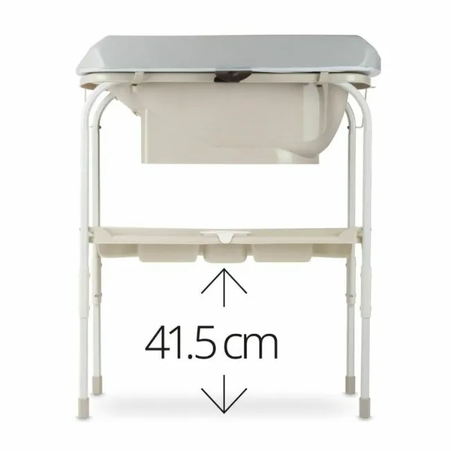 Cadita de baie cu suport, Jane, Flip, Cu 2 pozitii anatomice, Cu masuta de infasat, Cu tavita si compartimente pentru accesorii, Conform cu standardele europene EN 17072:2018EN 12221:2008+A1:2013, Mist BYN8420421092965