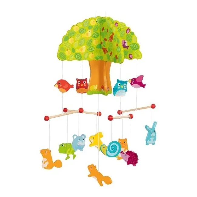 Carusel cu figurine din lemn, pentru bebelusi, casuta din copac - okegoki52873