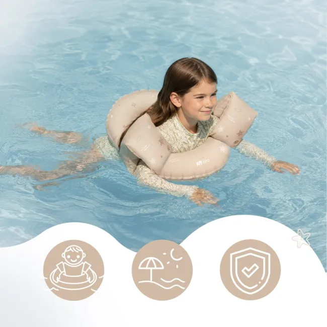 Colac gonflabil de inot SIPO 50 cm, pentru copii 3-6 ani (15-30 kg), Beige