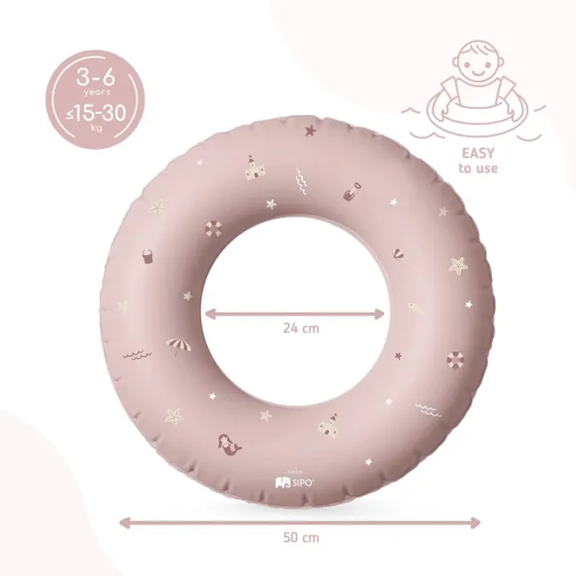 Colac gonflabil de inot SIPO 50 cm, pentru copii 3-6 ani (15-30 kg), Pink