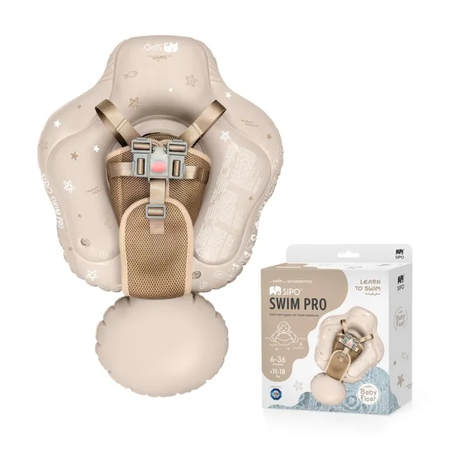 Colac gonflabil de inot SIPO Swim Pro, sustinator pentru bebelusi 6-36 luni (11-18 kg), Beige