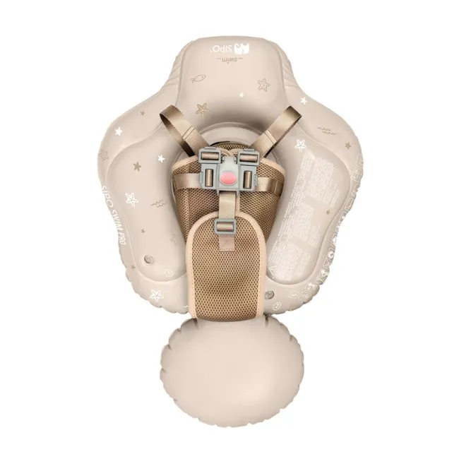 Colac gonflabil de inot SIPO Swim Pro, sustinator pentru bebelusi 6-36 luni (11-18 kg), Beige