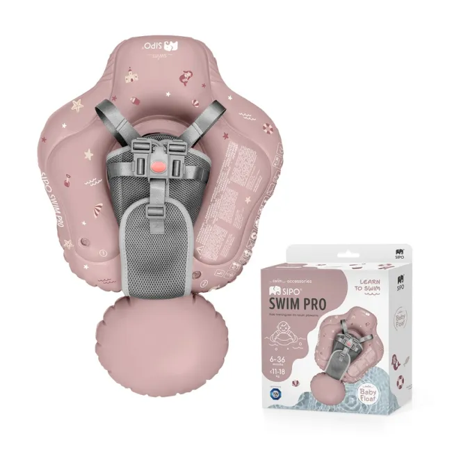 Colac gonflabil de inot SIPO Swim Pro, sustinator pentru bebelusi 6-36 luni (11-18 kg), Pink