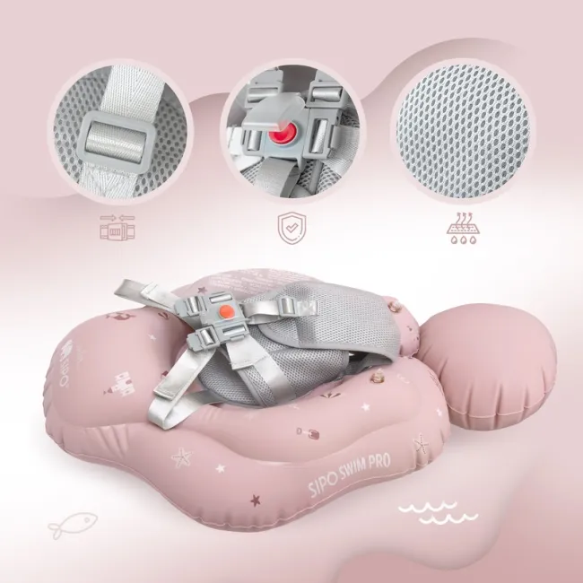Colac gonflabil de inot SIPO Swim Pro, sustinator pentru bebelusi 6-36 luni (11-18 kg), Pink