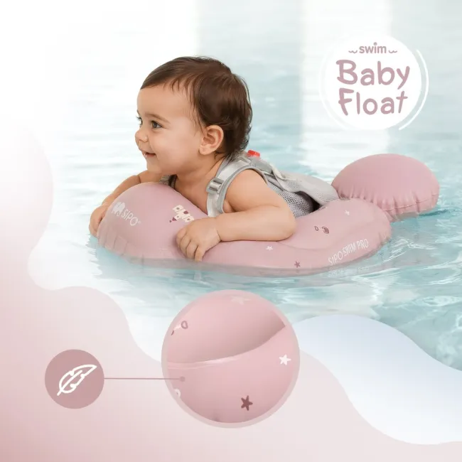 Colac gonflabil de inot SIPO Swim Pro, sustinator pentru bebelusi 6-36 luni (11-18 kg), Pink