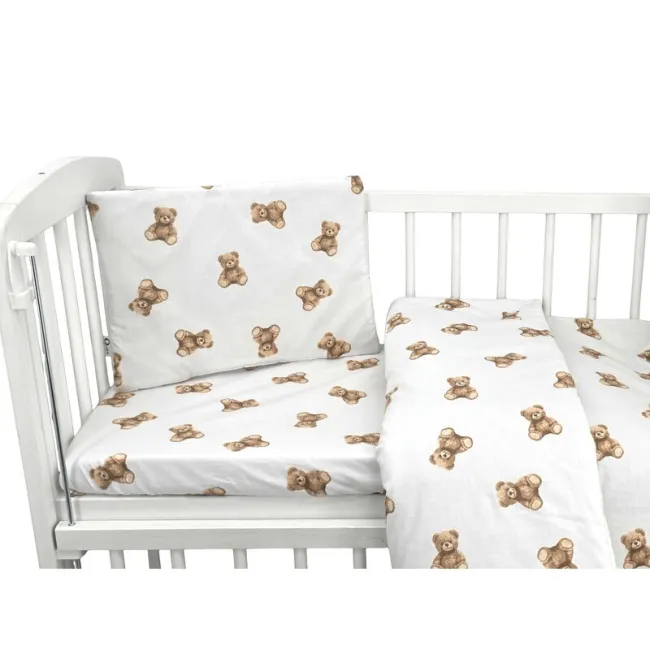 Lenjerie patut cu 3 piese, Qmini, Aurora, Pentru co-sleeper, Din bumbac certificat Oeko Tex Standard 100, Teddy Toys BYN6426972034517