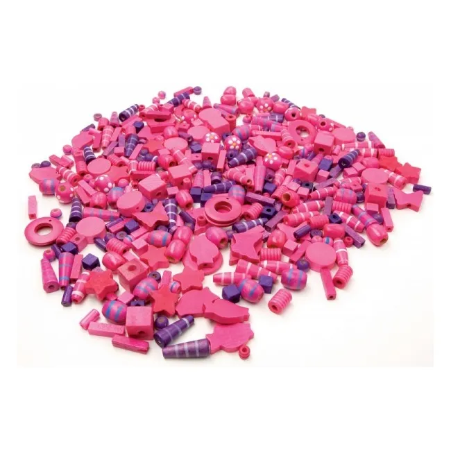 Margele lemn 250 gr roz si mov - okepb2462006