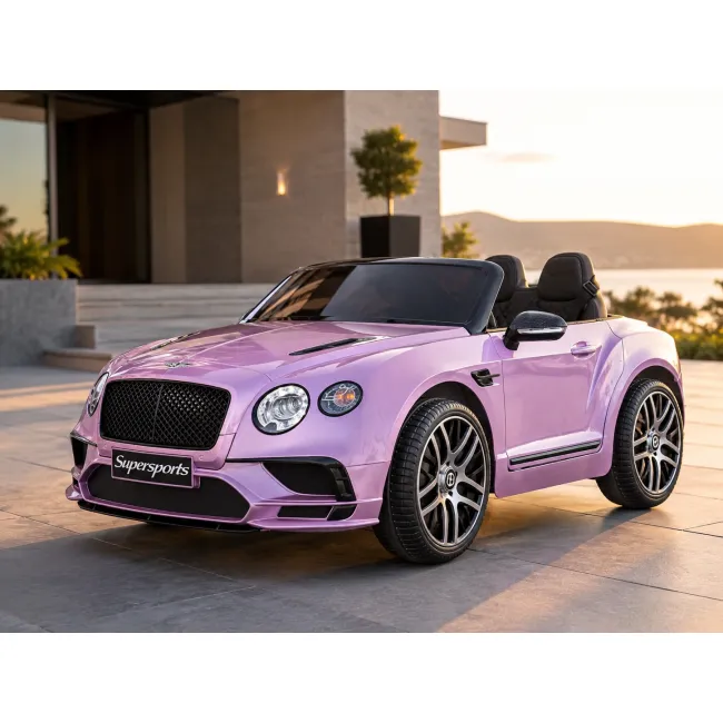 Masinuta Electrica Copii Bentley Continental 12v, Telecomanda 2.4g, Sa Piele Neagra, Usi Functionale, Roz Metalizat Pjbc2858