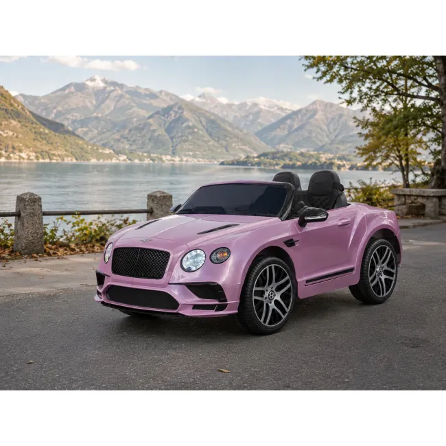 Masinuta Electrica Copii Bentley Continental 12v, Telecomanda 2.4g, Sa Piele Neagra, Usi Functionale, Roz Metalizat Pjbc2858