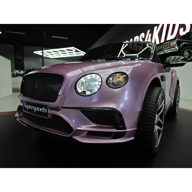 Masinuta Electrica Copii Bentley Continental 12v, Telecomanda 2.4g, Sa Piele Neagra, Usi Functionale, Roz Metalizat Pjbc2858