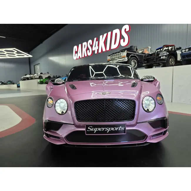 Masinuta Electrica Copii Bentley Continental 12v, Telecomanda 2.4g, Sa Piele Neagra, Usi Functionale, Roz Metalizat Pjbc2858