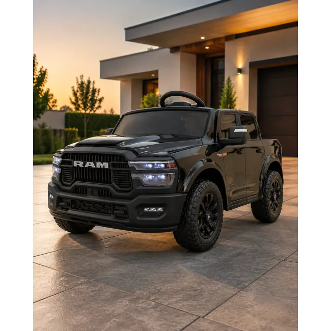 Masinuta Electrica Copii Dodge Ram Pick-up 12v, Telecomanda, Bluetooth, Sa Piele, Soft Start, Negru Pjbc4kk03zwart