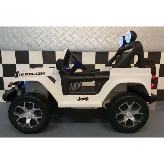 Masinuta Electrica Copii Jeep Wrangler 12v 4x4, Telecomanda, Bluetooth, 4 Motoare, Usi Functionale, Sa Piele Pjbc4k555wit