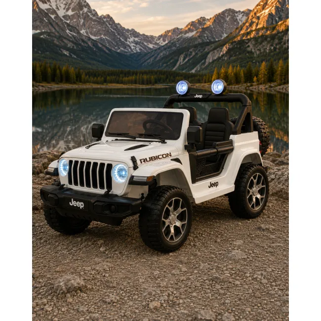 Masinuta Electrica Copii Jeep Wrangler 12v 4x4, Telecomanda, Bluetooth, 4 Motoare, Usi Functionale, Sa Piele Pjbc4k555wit