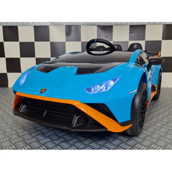Masinuta Electrica Copii Lamborghini Huracan Sto 12v, Functie Drift, Telecomanda 2.4g, Bluetooth, Usb, Sa Piele, 3-5 Ani Pjbc4k0026blauw