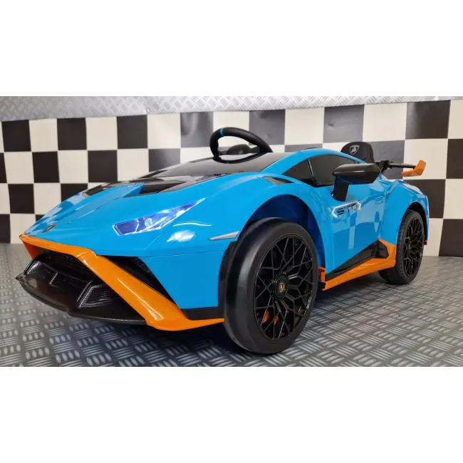 Masinuta Electrica Copii Lamborghini Huracan Sto 12v, Functie Drift, Telecomanda 2.4g, Bluetooth, Usb, Sa Piele, 3-5 Ani Pjbc4k0026blauw