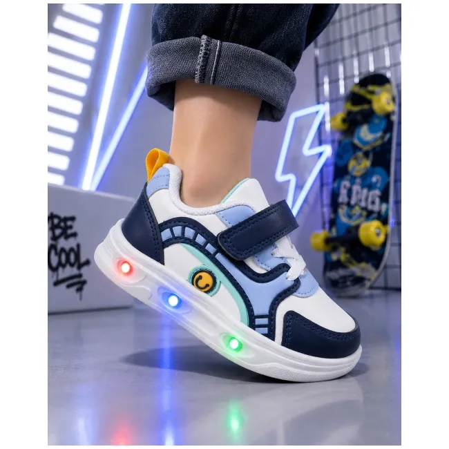Pantofi sport cu luminite, model sporty style, piele ecologica, baieti, multicolor ad30-222