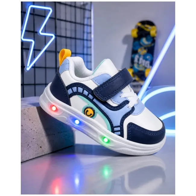 Pantofi sport cu luminite, model sporty style, piele ecologica, baieti, multicolor ad30-222