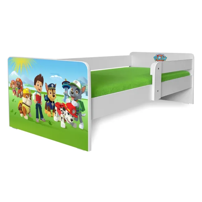 Pat 170x70 cm Paw Patrol P1 Copii 2-16 Ani Cu Protectie Laterala Detasabila, fara saltea- Pc-p-6427968155155