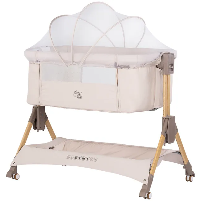 Patut co-sleeper pliabil Chipolino SleepNFold cashmere HUBKOSSF0264CA