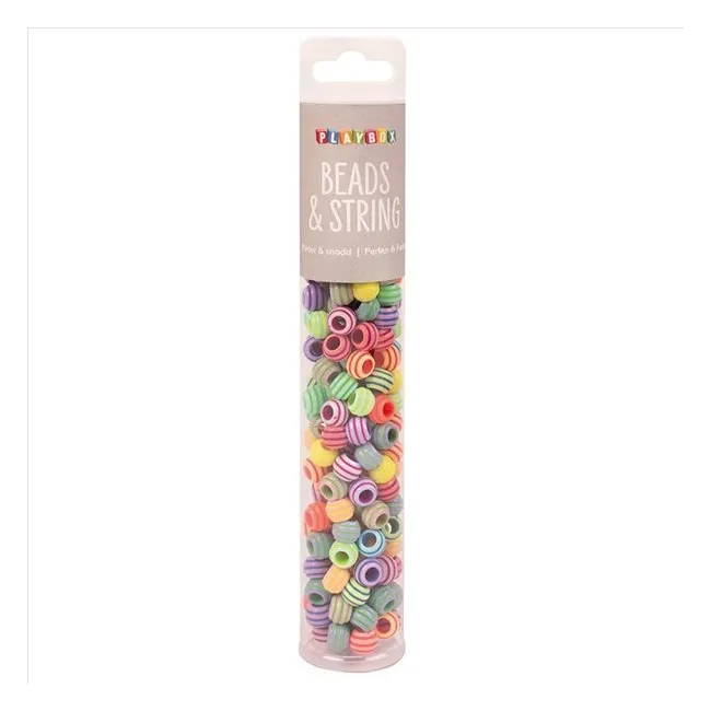 Set 180 margele pastelate cu dungi playbox, multicolore - okepb2472439