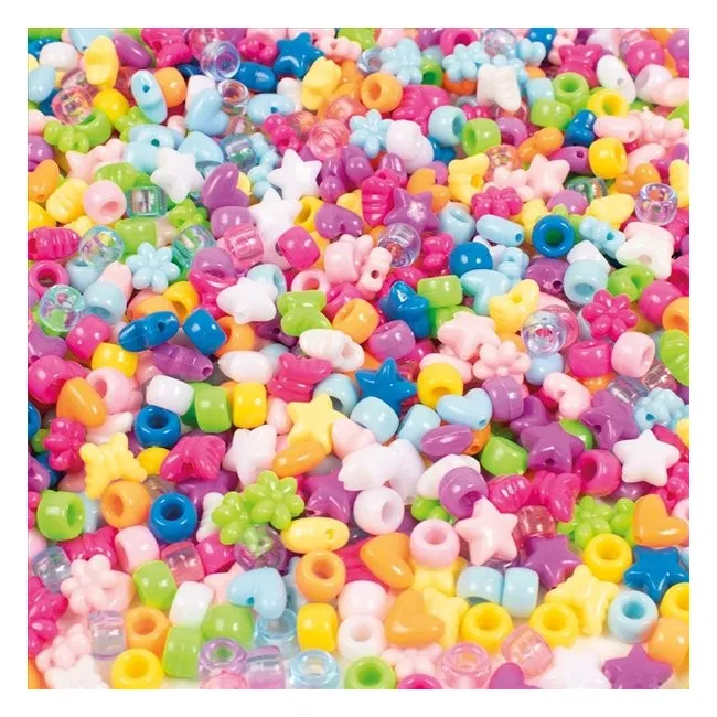 Set 200 margele creative playbox, inimioare, flori, stele si fluturi, multicolore - okepb2472441