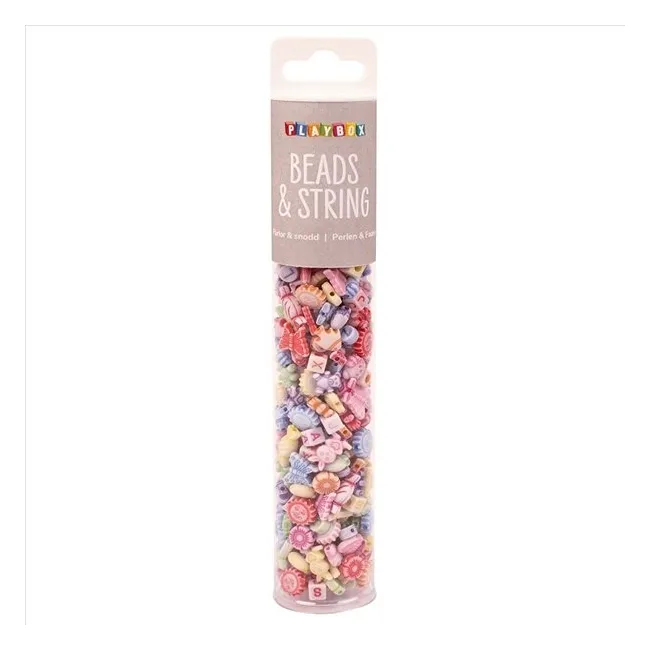 Set creatie cu de 350 de margele colorate pastel, diverse forme - okepb2472434