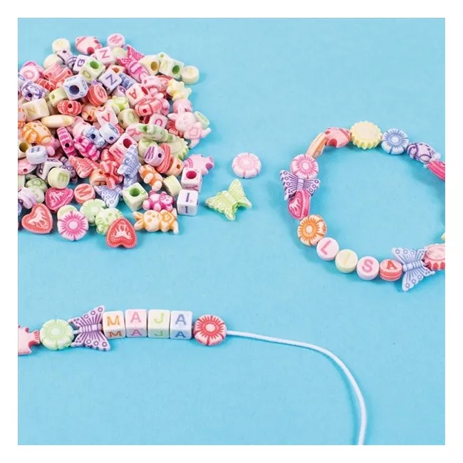 Set creatie cu de 350 de margele colorate pastel, diverse forme - okepb2472434