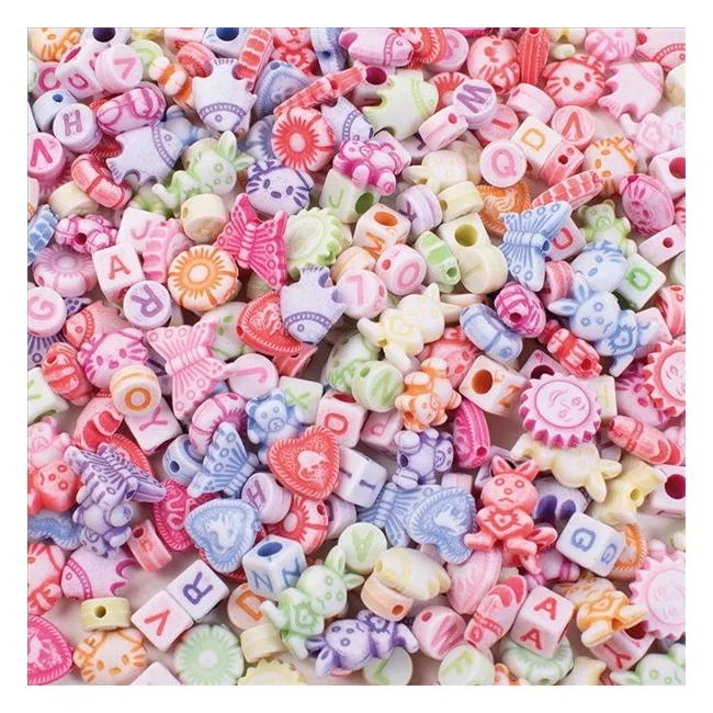 Set creatie cu de 350 de margele colorate pastel, diverse forme - okepb2472434