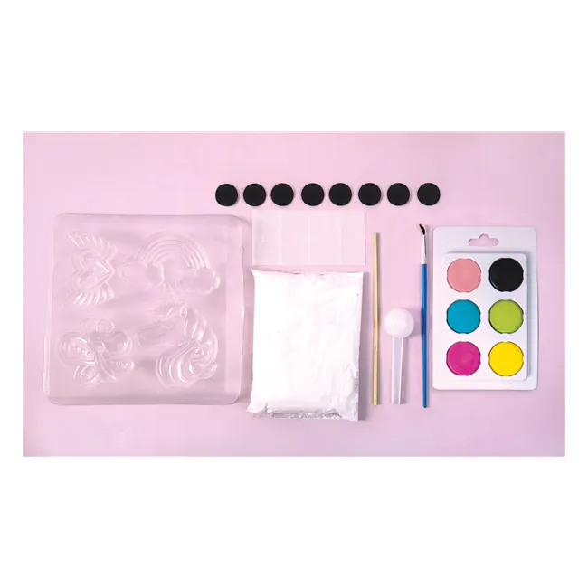 Set creativ mulaje din ipsos unicorn diy cu magneti, vopsele si pensula - okepb2472424
