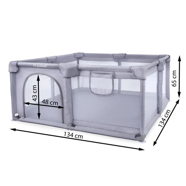 Tarc Pliabil Copii Kidwell Fanko 130x130 Cm Gri, Pentru Apartament, Spatiu Optimizat, Sigur, 0,  6 Ani Pjbkomofan03a4-9797