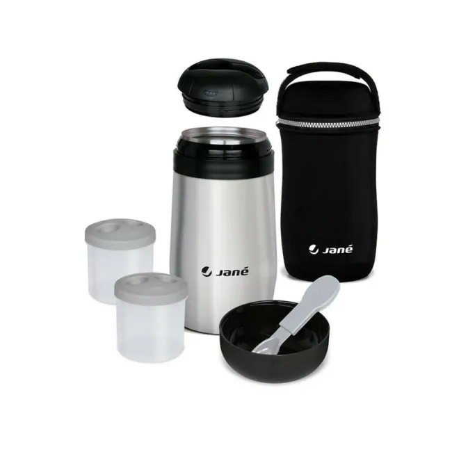 Termos, Jane, Din otel inoxidabil, 1000 ml, Fara BPA, Cu gentuta din izopren, Black BYN8420421003503