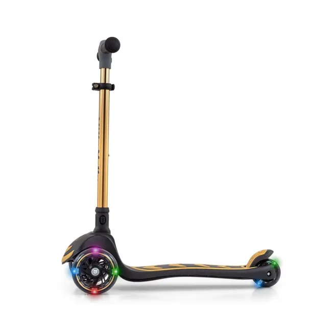 Trotineta pliabila Milly Mally Boogie Gold, roti din silicon cu Led, platforma antiderapanta, greutate admisa 50 kg