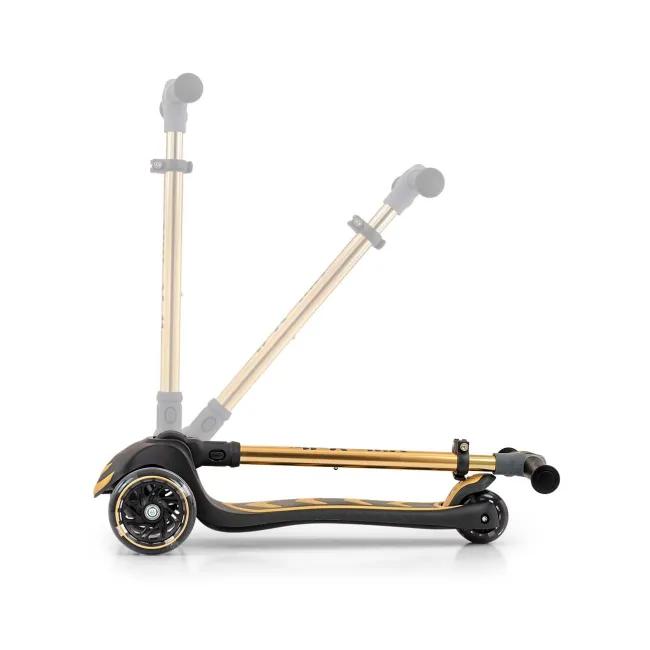 Trotineta pliabila Milly Mally Boogie Gold, roti din silicon cu Led, platforma antiderapanta, greutate admisa 50 kg