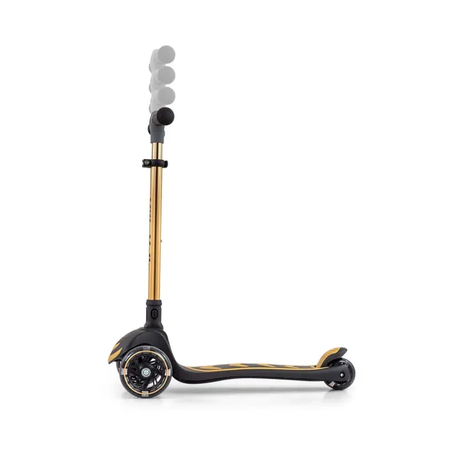 Trotineta pliabila Milly Mally Boogie Gold, roti din silicon cu Led, platforma antiderapanta, greutate admisa 50 kg