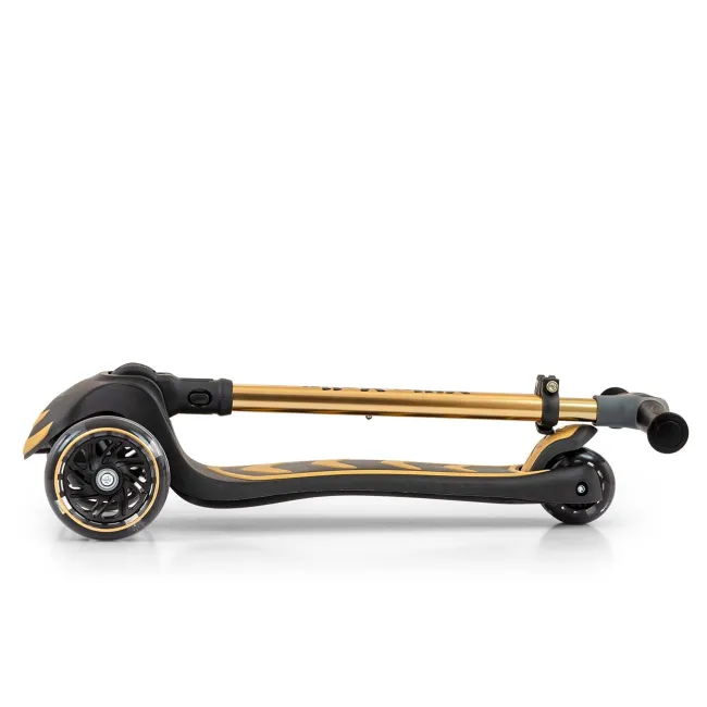 Trotineta pliabila Milly Mally Boogie Gold, roti din silicon cu Led, platforma antiderapanta, greutate admisa 50 kg