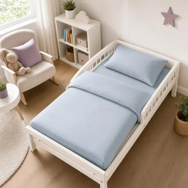Lenjerie in 3 piese Bleu Uni pentru pat copii 0-5 ani compatibila cu saltea 120x60 cm - ASC6427968022105