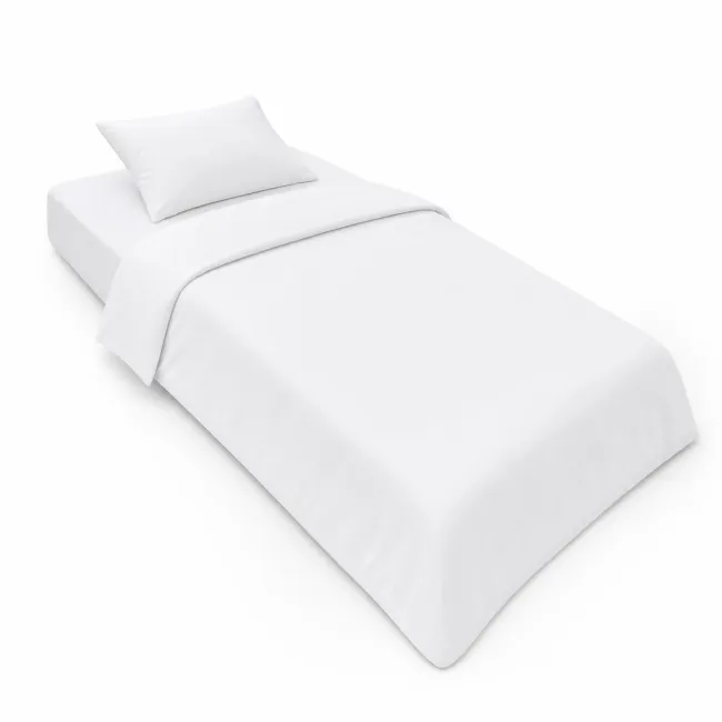Lenjerie in 3 piese Alb Uni pentru pat copii 0-5 ani compatibila cu saltea 120x60 cm - ASC6427968022099