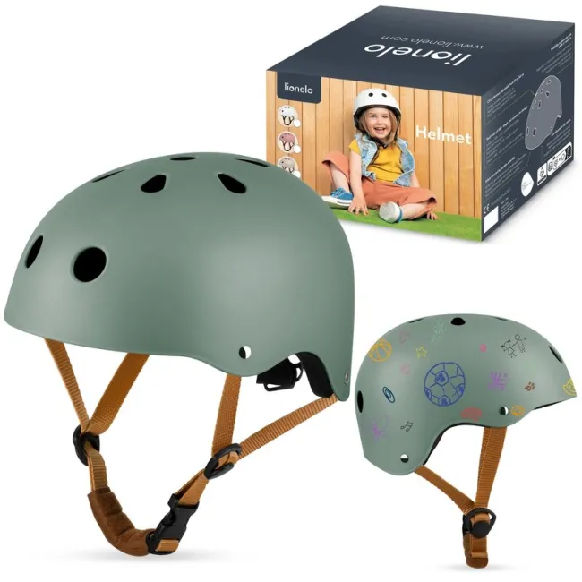 Casca pentru copii, Lionelo, Reglabila 50-56 cm, Din ABS si EPS, Conform cu standardul EN1078, Green Sage BYNLO-HELMET_GREEN_SAGE